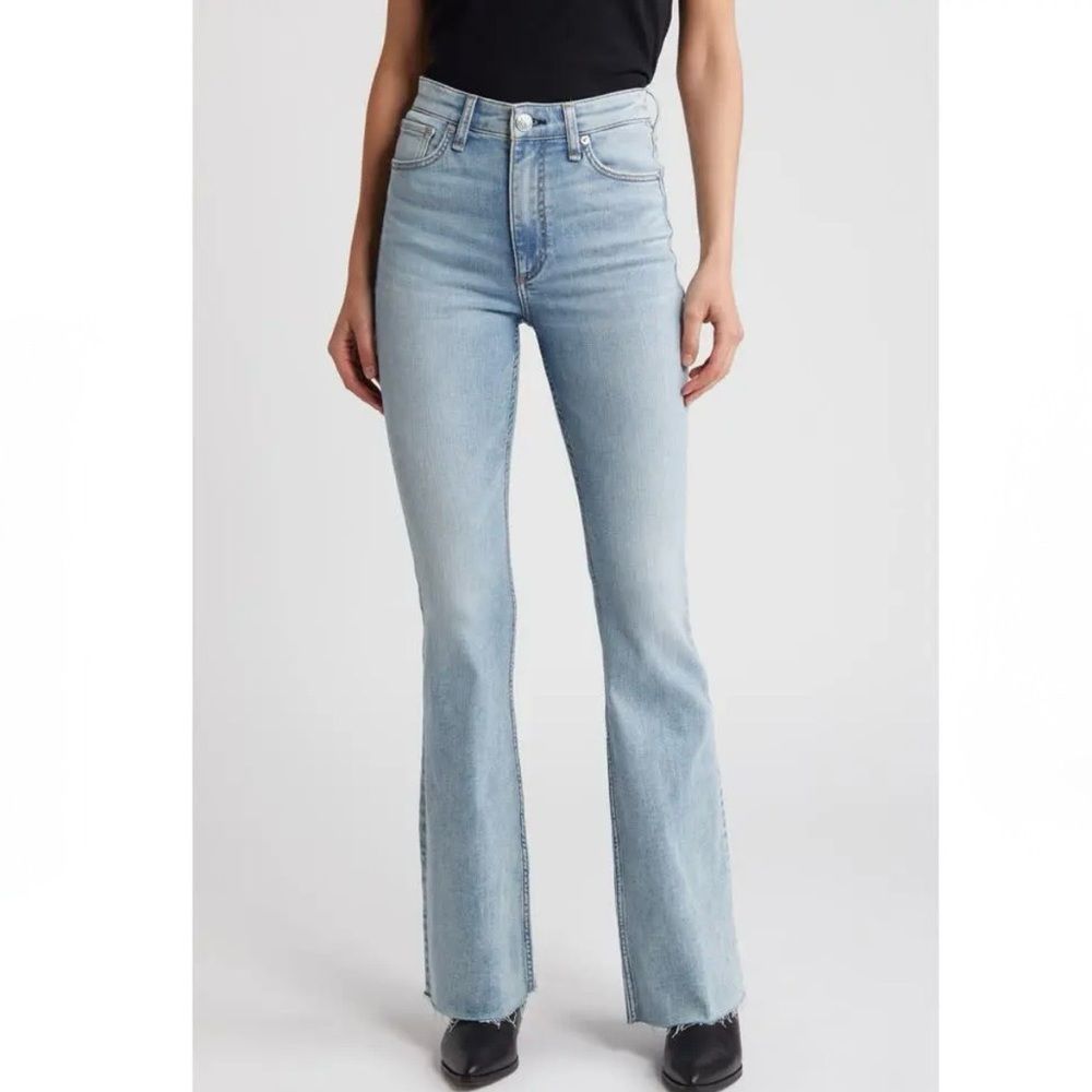Rag & Bone Casey High-Rise Flare Raw Hem Jeans In Lola 26